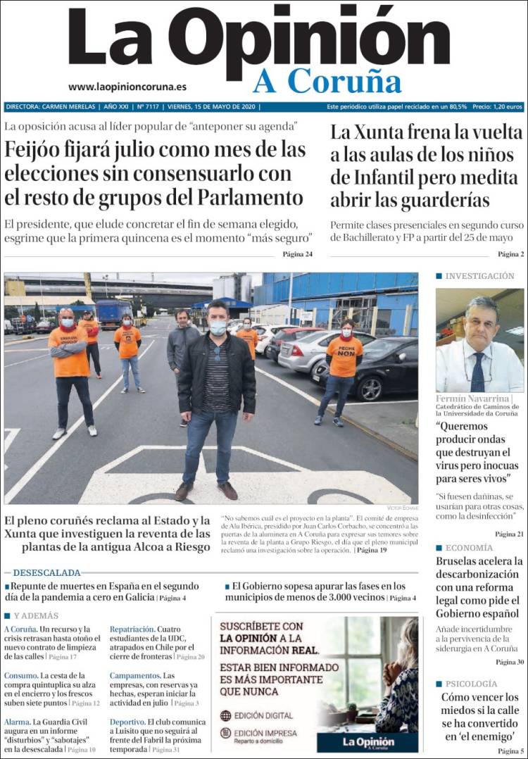 Portada de La Opinión de A Coruña (Espa&ntilde;a)