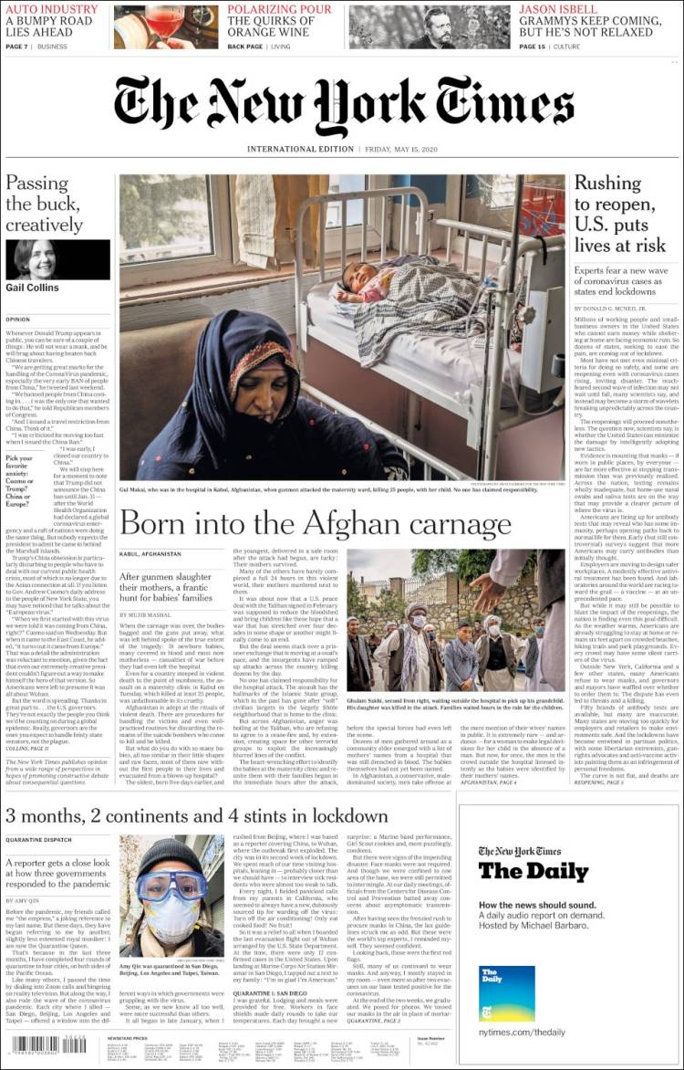 Portada de International New York Times (Europa)