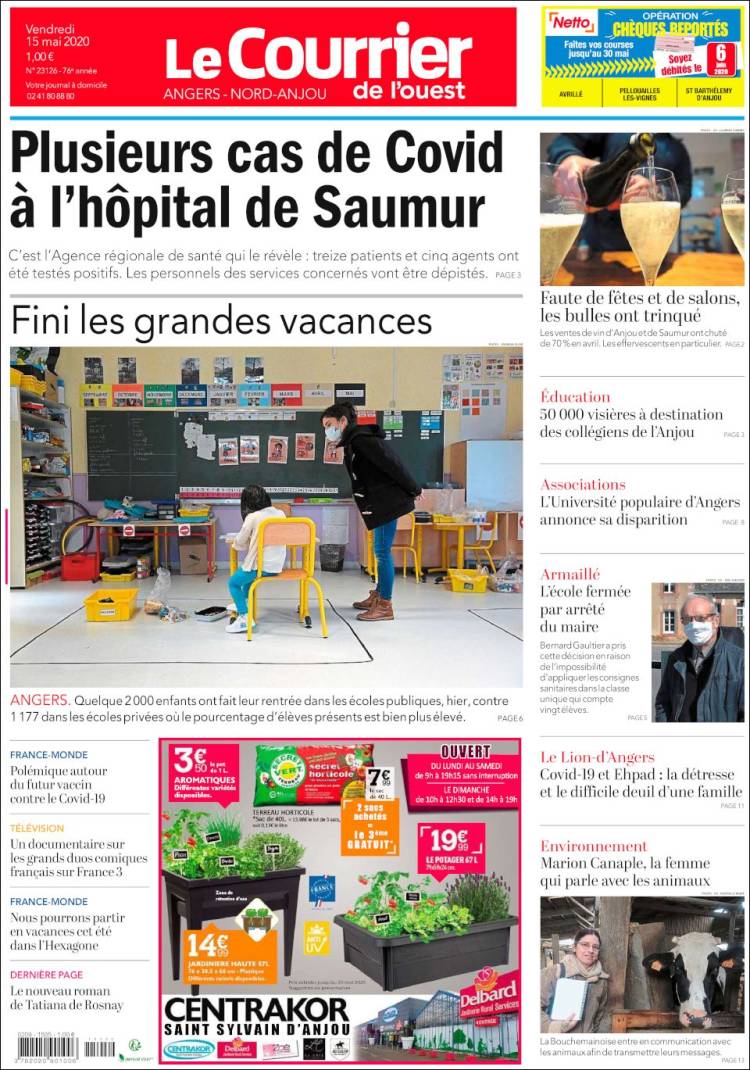 Portada de Le Courrier de l'Ouest (Francia)