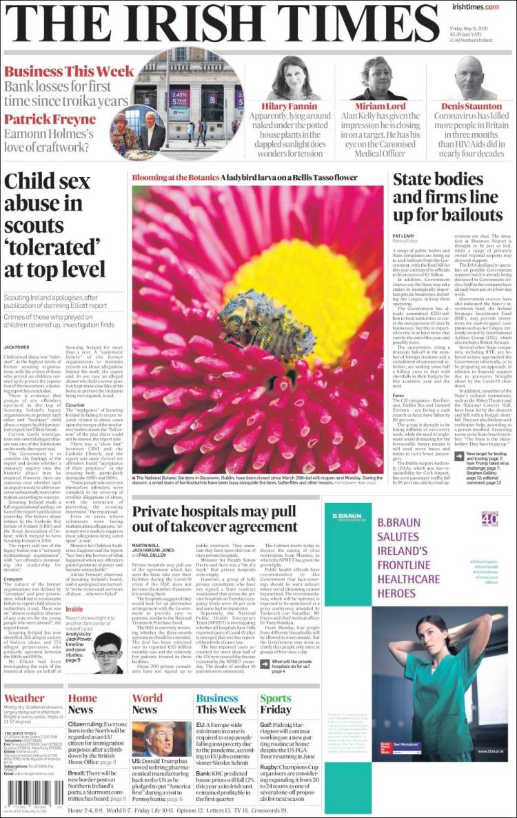 Portada de Irish Times (Irlanda)