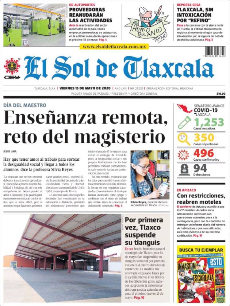 Portada de El Sol de Tlaxcala (Mexico)