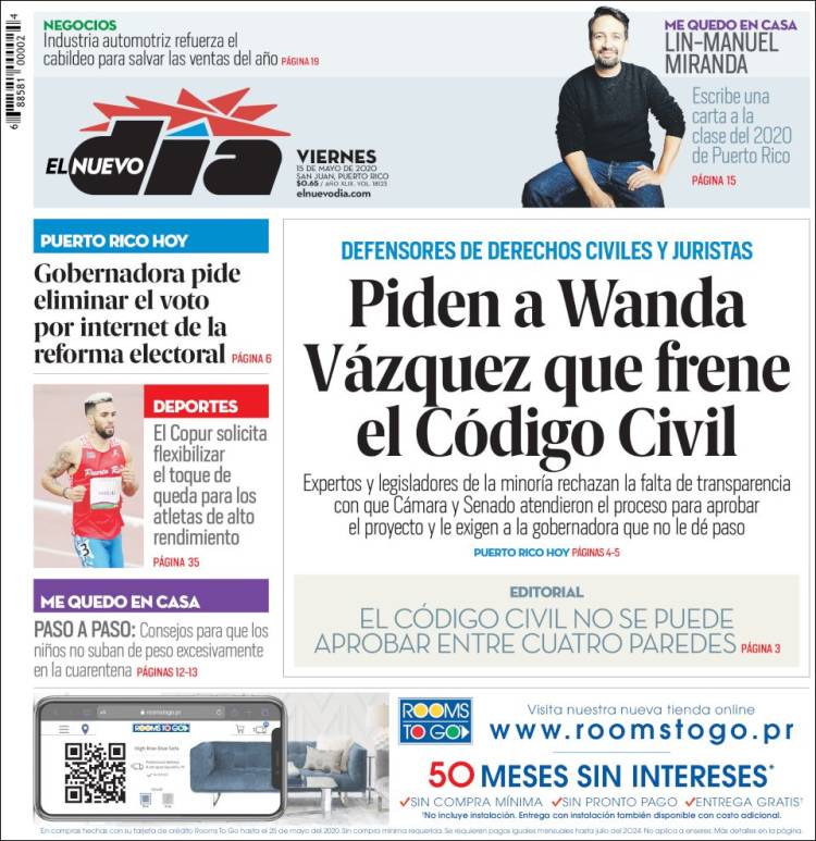 Portada de El Nuevo Día (Puerto Rico)