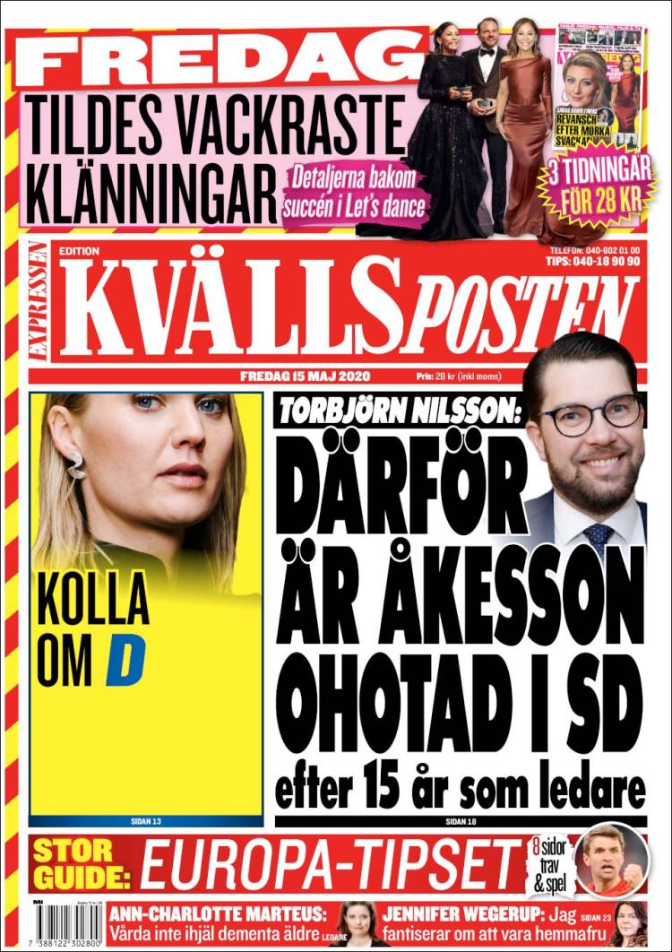 Portada de Kvällsposten (Suecia)