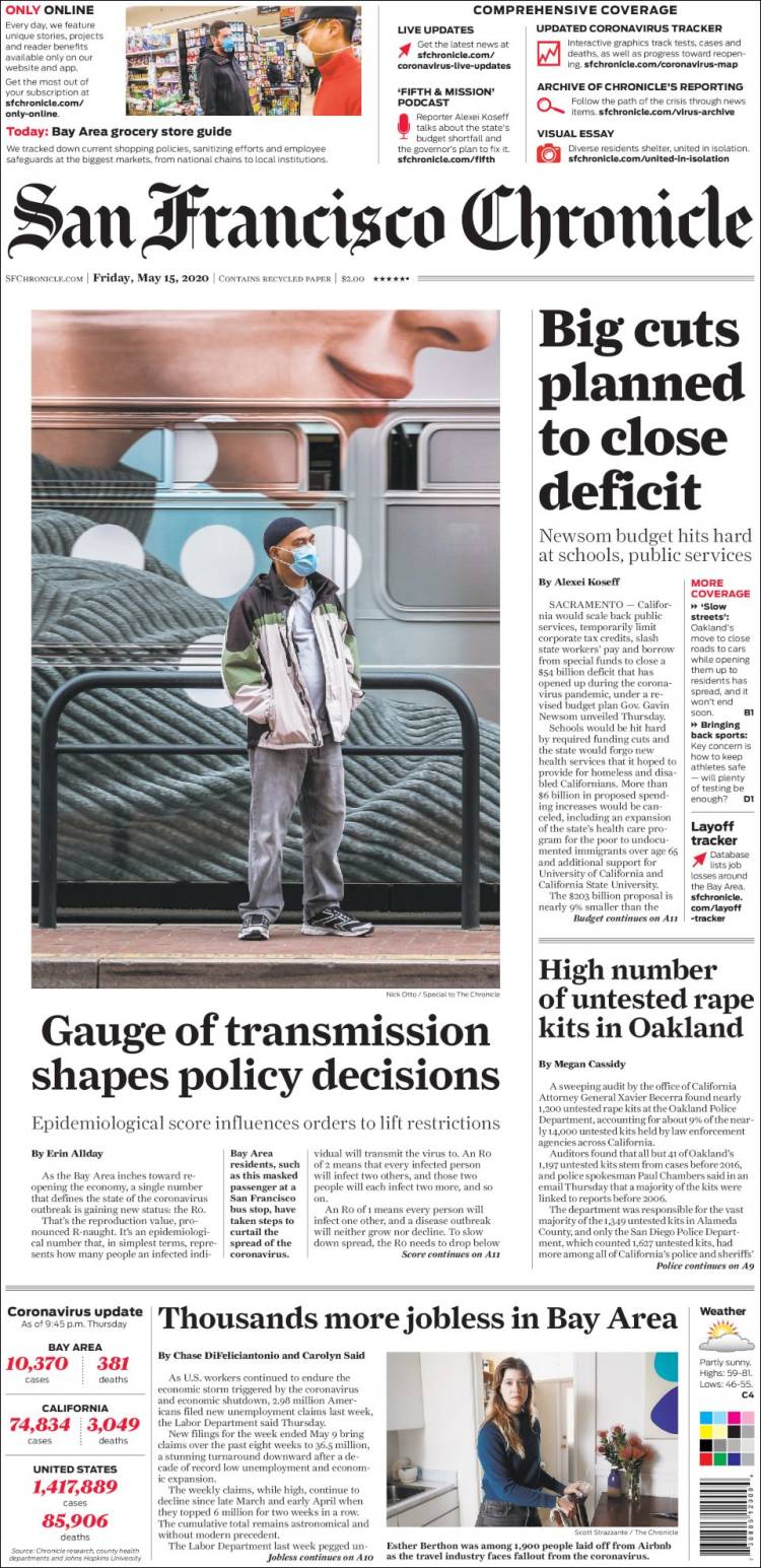 Portada de San Francisco Chronicle (USA)