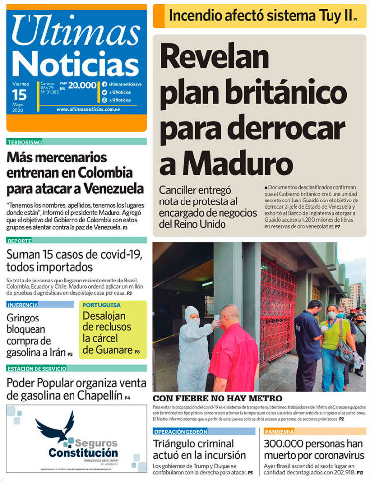 Portada de Últimas Noticias (Venezuela)