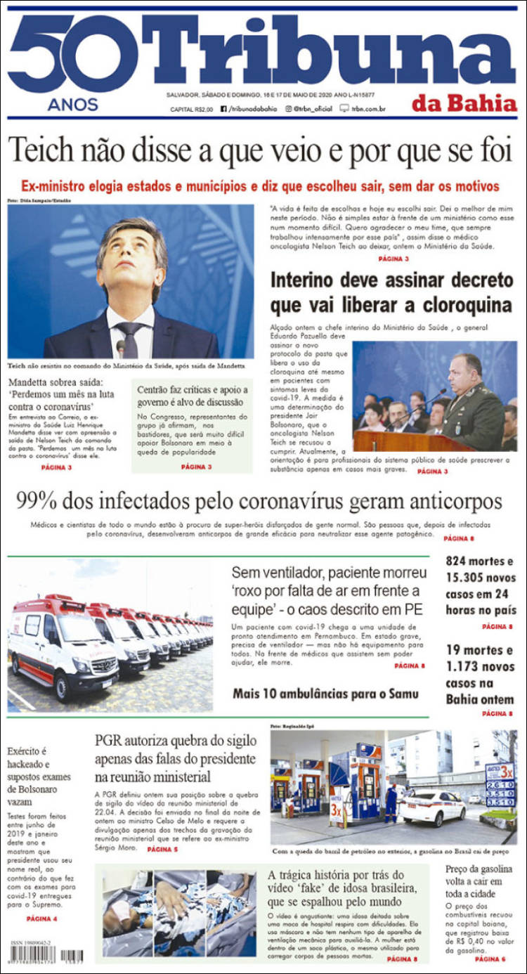 Portada de Tribuna da Bahia (Brasil)