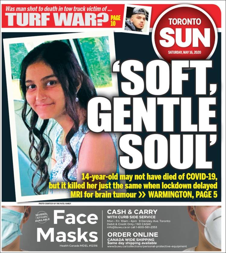 Portada de The Toronto Sun (Canadá)