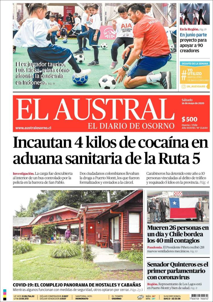 Portada de El Austral de Osorno (Chile)