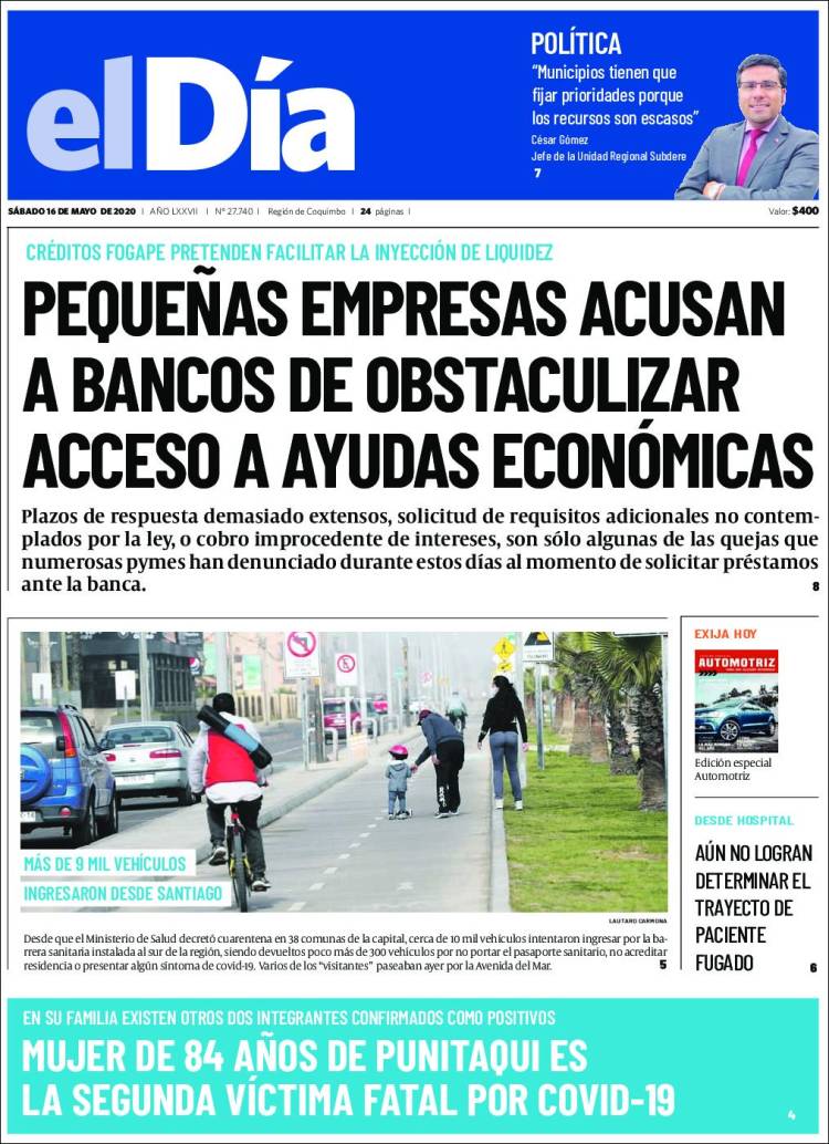 Portada de El Día (Chile)