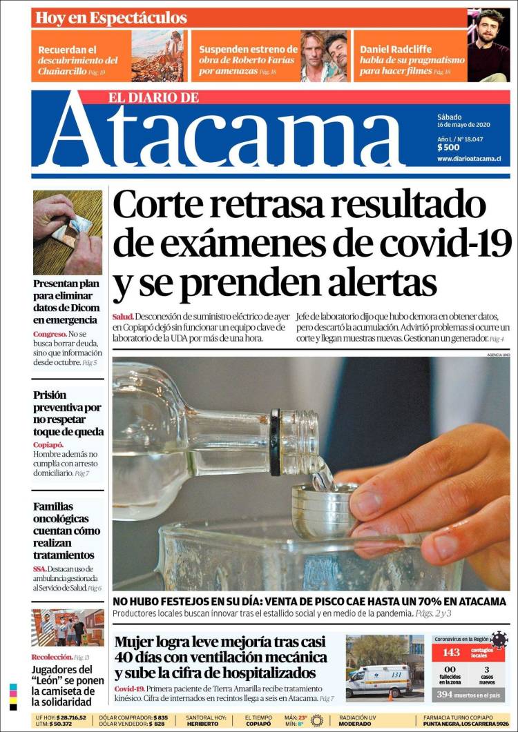 Portada de Diario de Atacama (Chile)