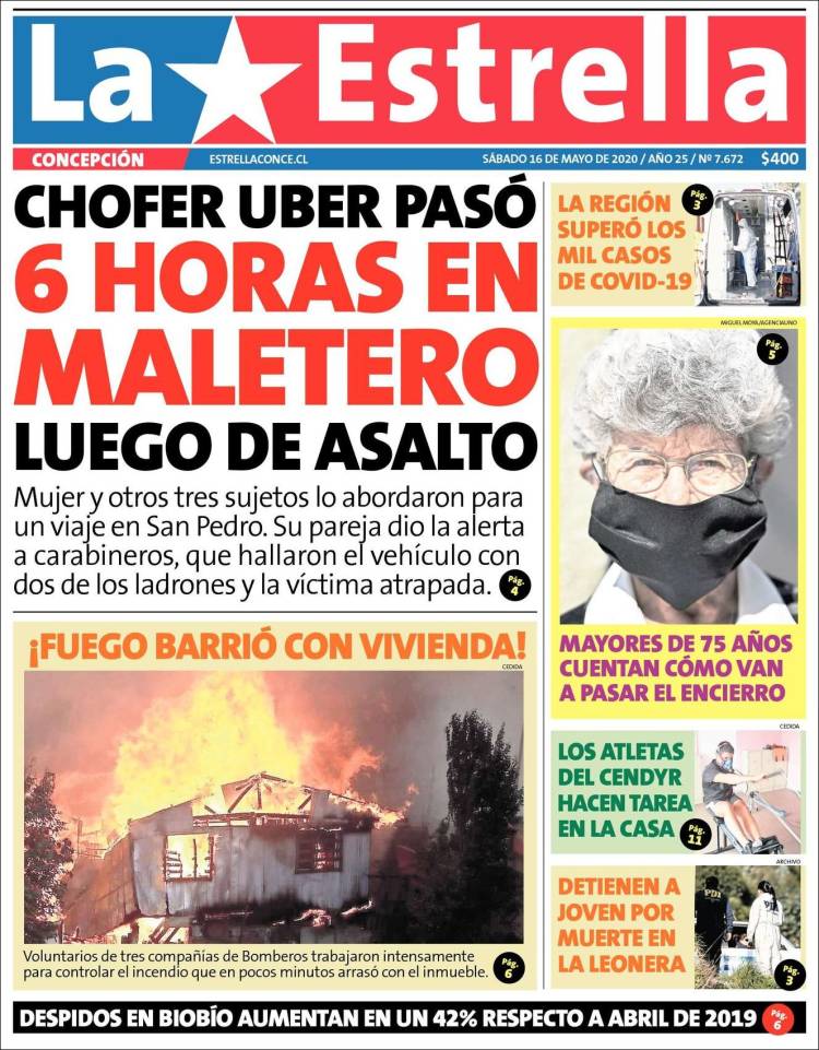 Portada de La Estrella de Concepción (Chile)