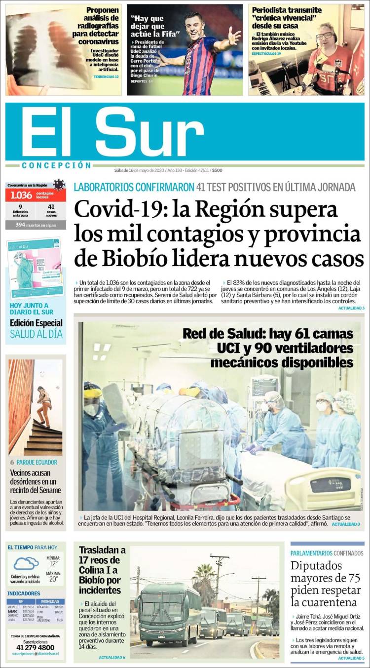 Portada de El Sur (Chile)