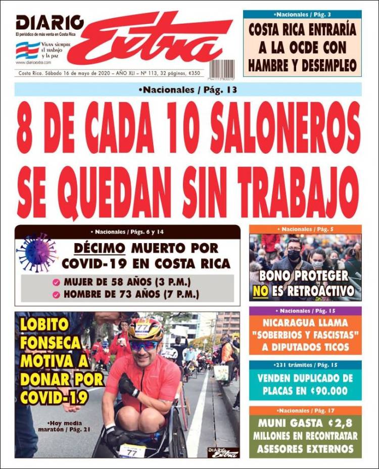 Portada de Diario Extra (Costa Rica)