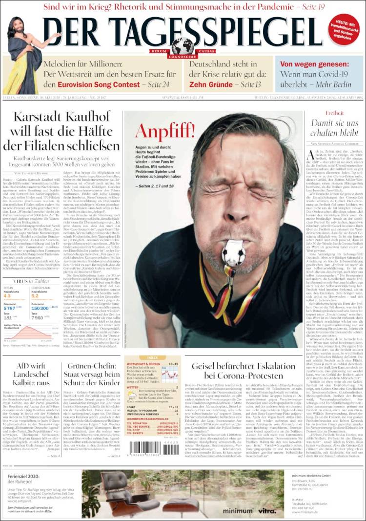 Portada de Der Tagesspiegel (Alemania)