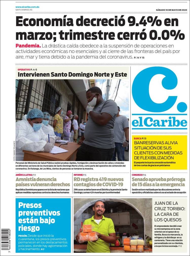 Portada de El Caribe (R. Dominicana)