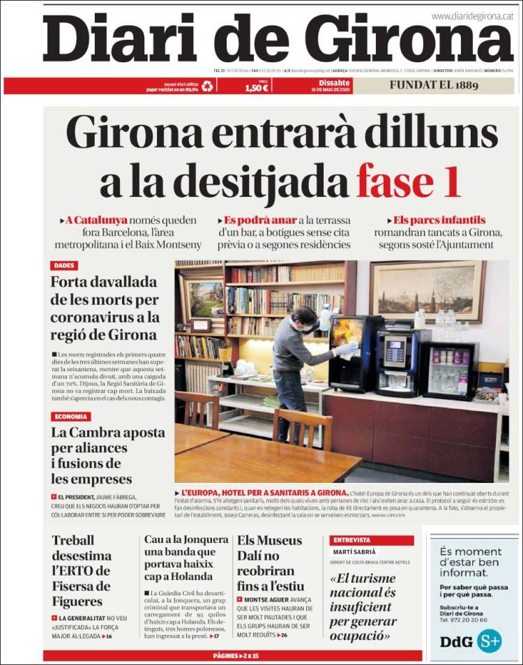 Portada de Diari de Girona (Espa&ntilde;a)