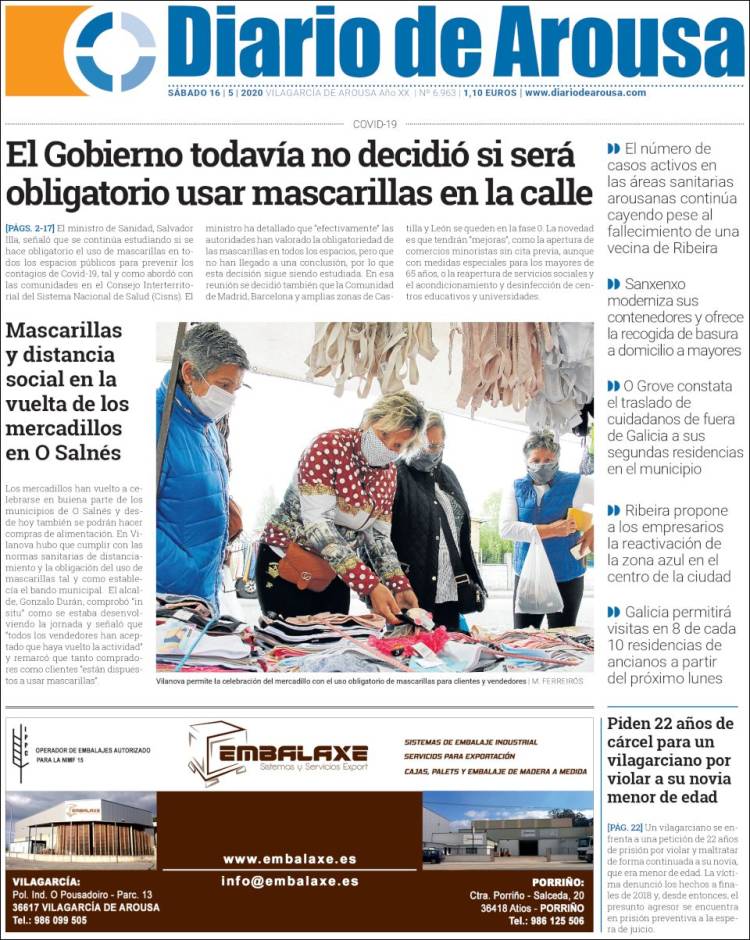 Portada de Diario de Arousa (Espa&ntilde;a)