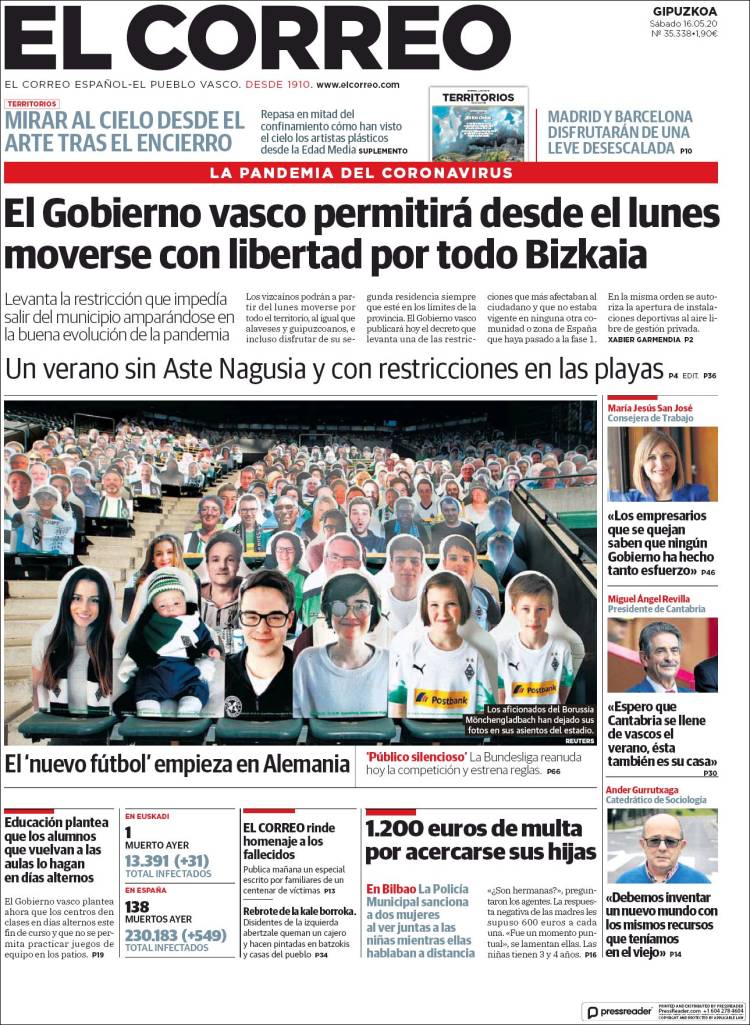 Portada de El Correo - Guipuzcoa (Espa&ntilde;a)