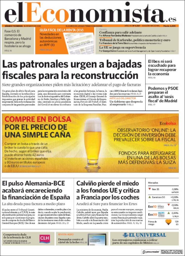 Portada de El Economista (Espa&ntilde;a)