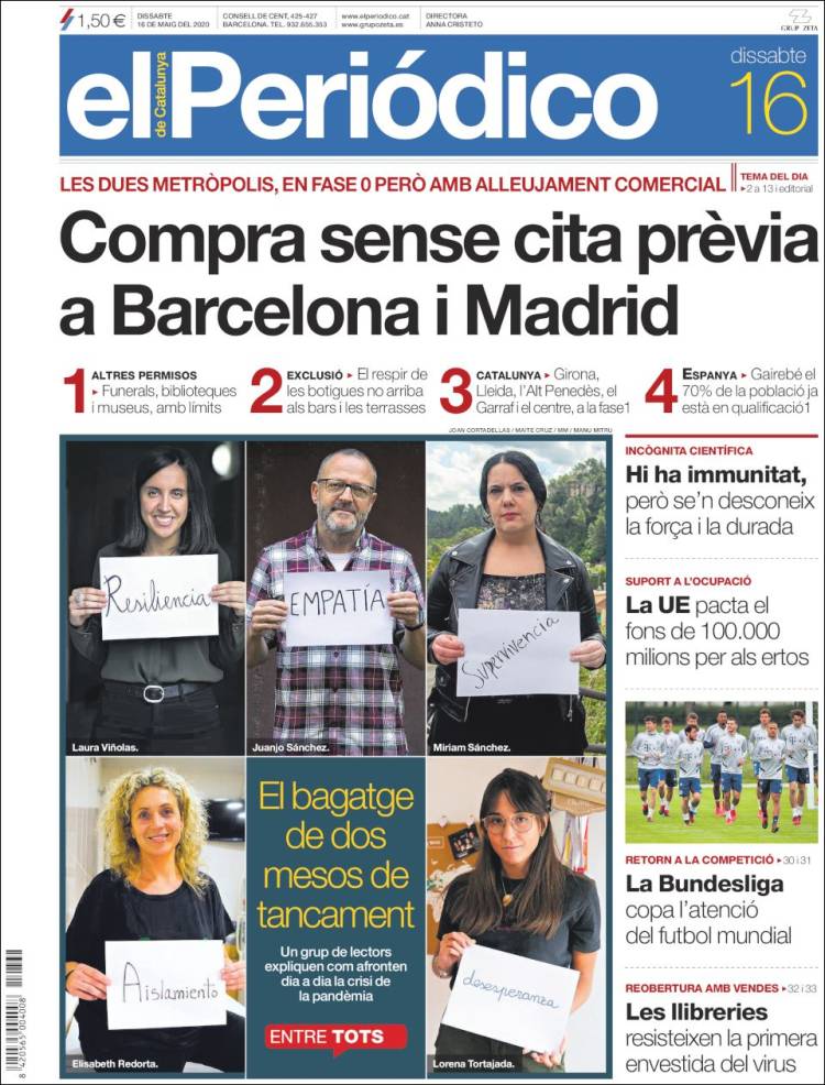Portada de El Periódico de Catalunya (Espa&ntilde;a)