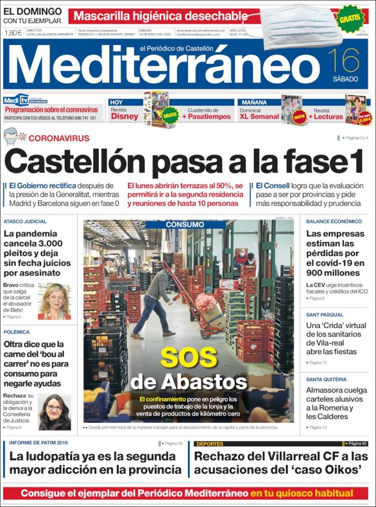 Portada de El Periódico Mediterraneo (Espa&ntilde;a)