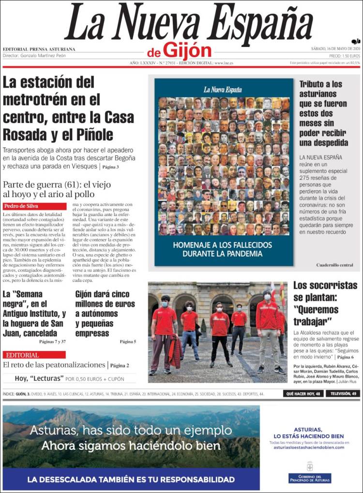 Portada de La Nueva España - Gijón (Espa&ntilde;a)