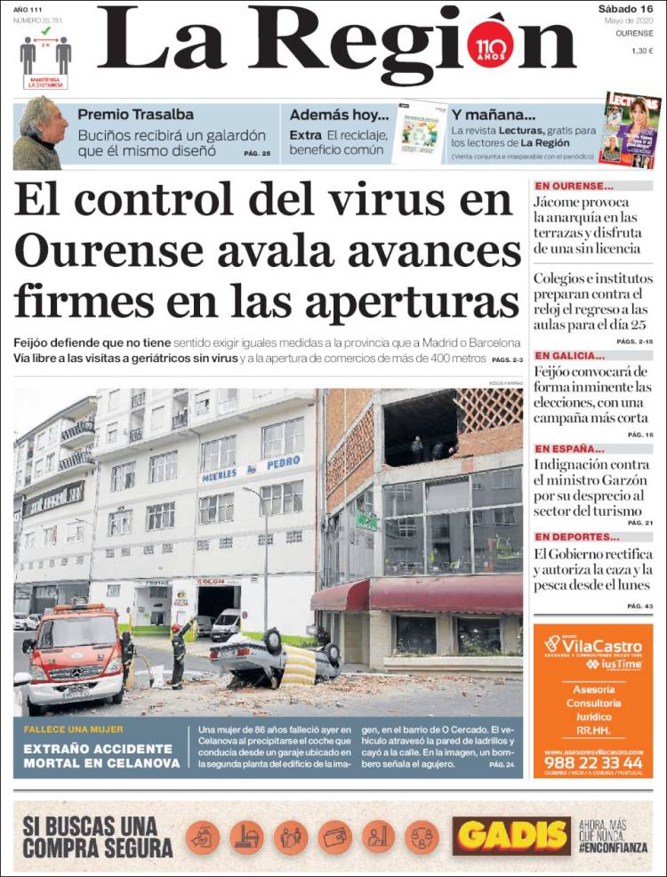 Portada de La Región de Ourense (Espa&ntilde;a)