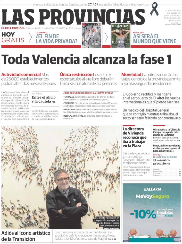 Portada de Las Provincias (Espa&ntilde;a)