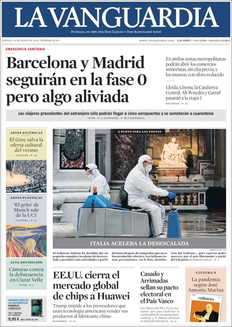 Portada de La Vanguardia (Espa&ntilde;a)