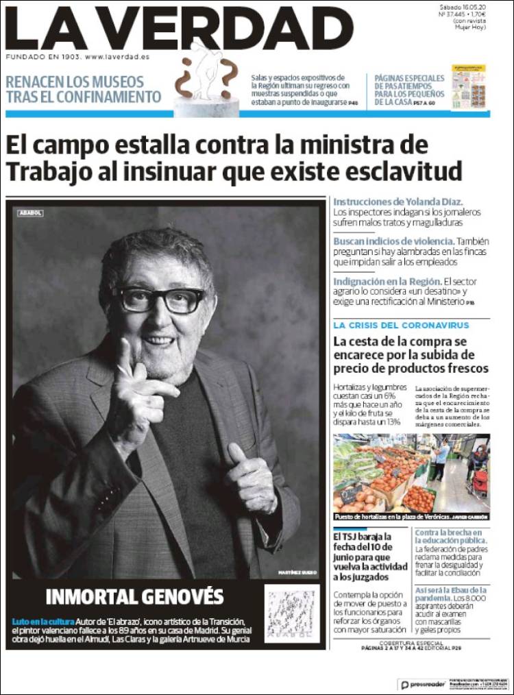 Portada de La Verdad de Murcia (Espa&ntilde;a)