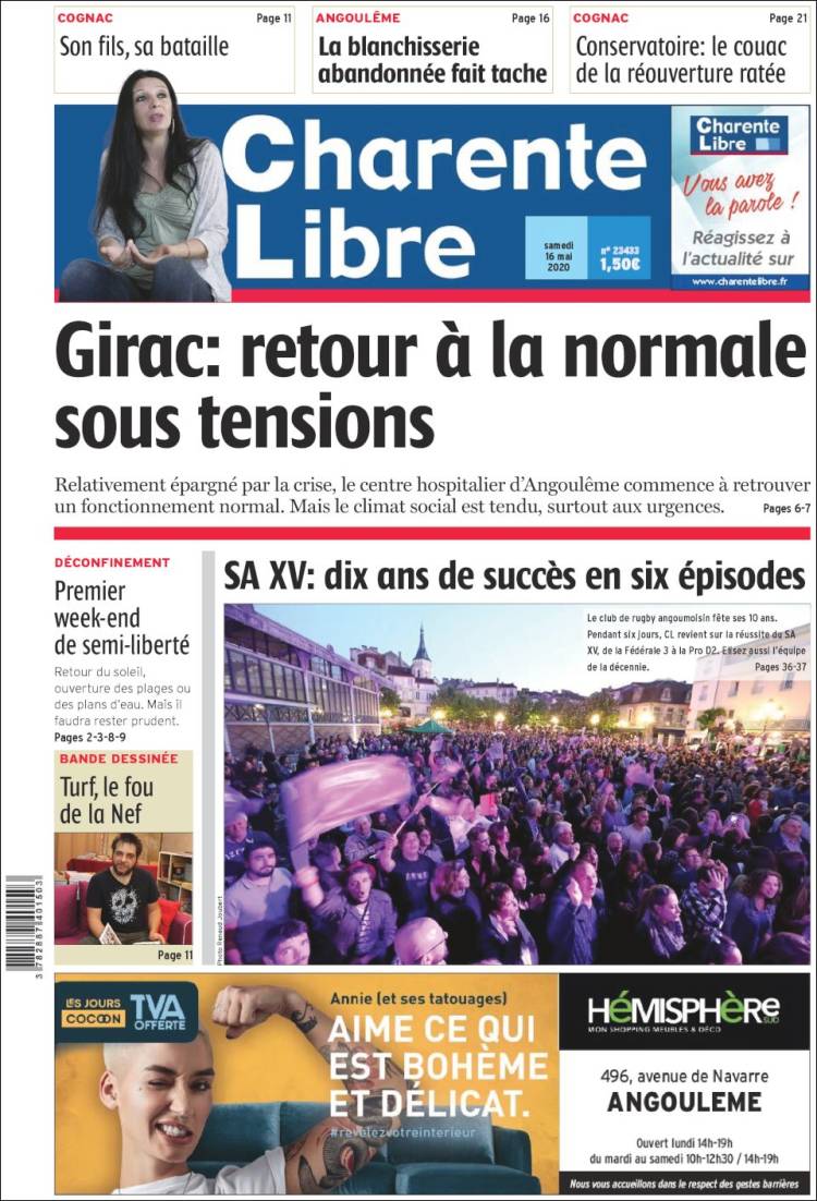 Portada de Charente Libre (Francia)