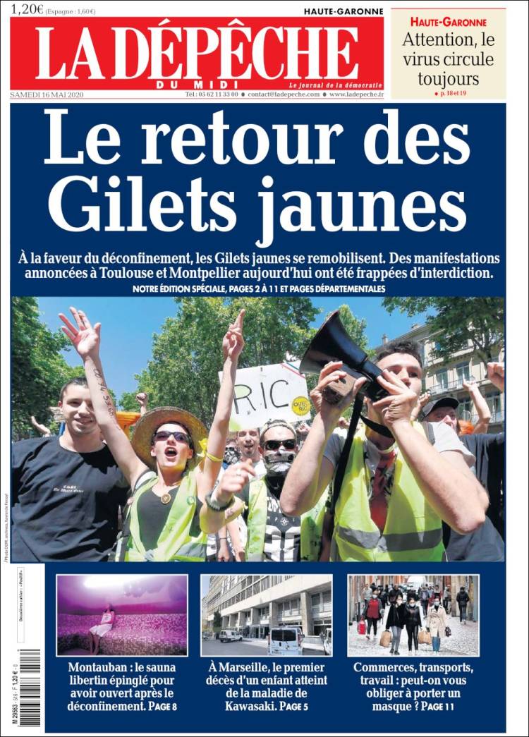 Portada de La Dépêche du Midi (Francia)