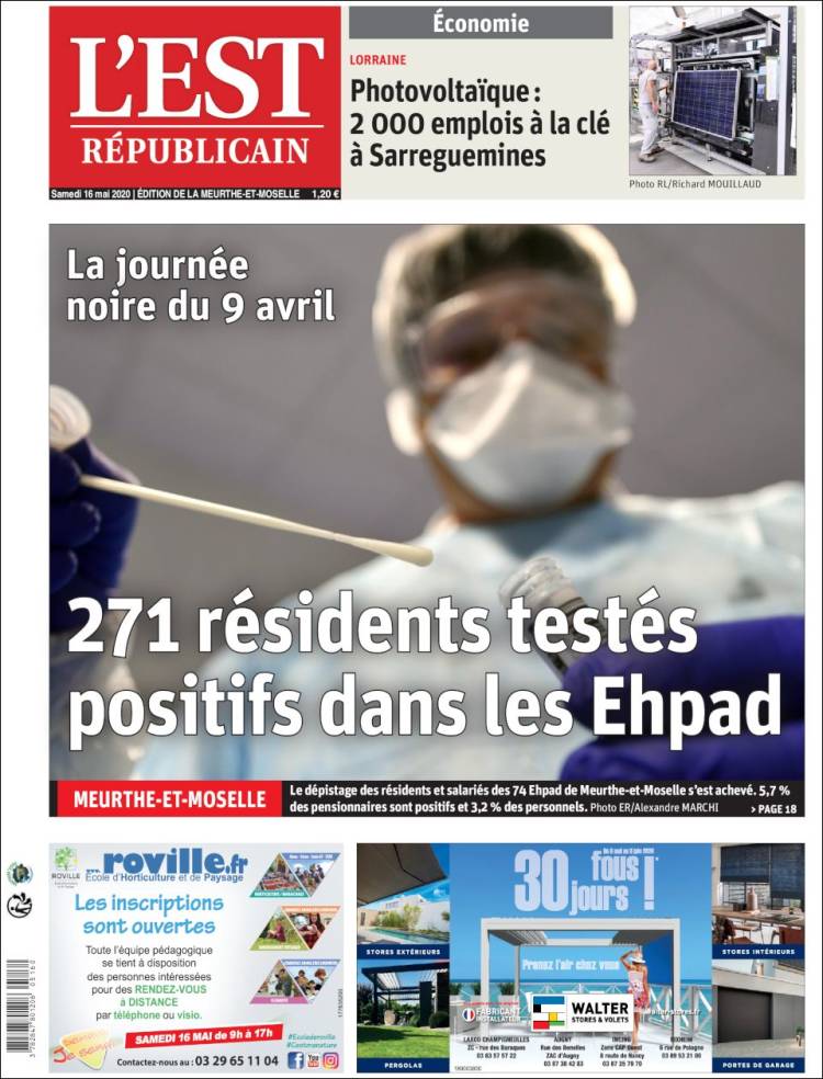 Portada de L'Est Republicain (Francia)