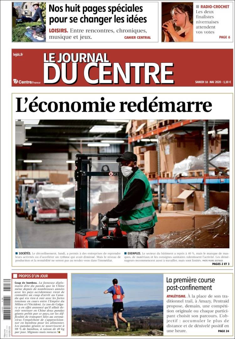 Portada de Le Journal du Centre (Francia)