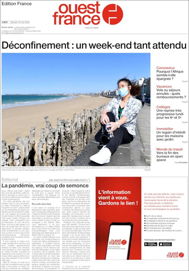 Portada de Ouest France (Francia)