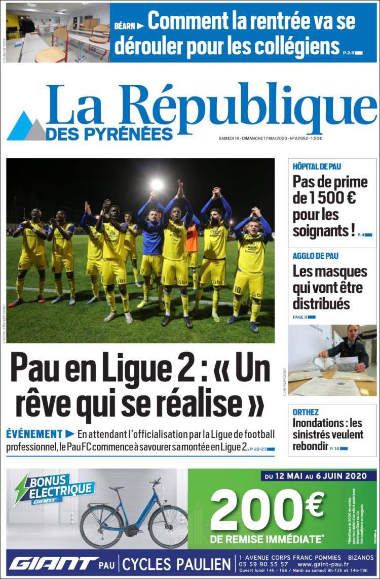 Portada de La République des Pyrénées (Francia)