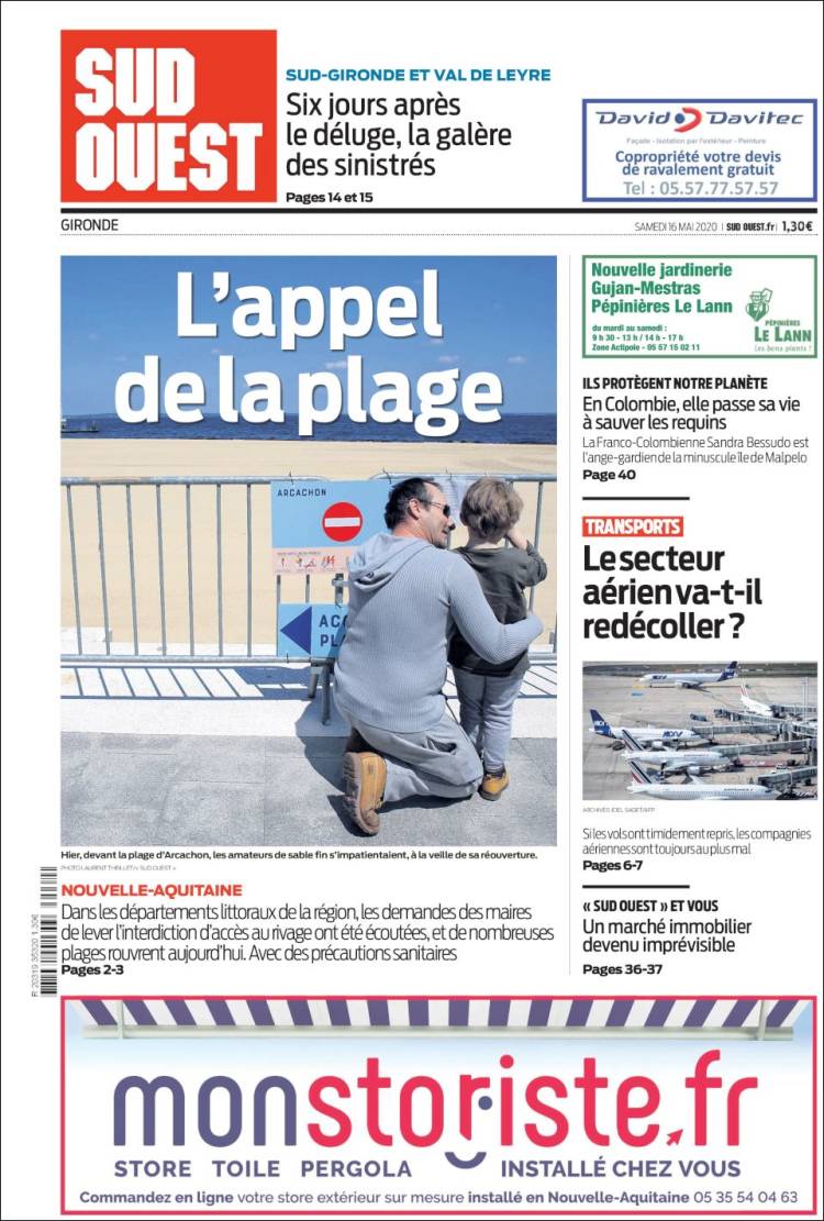 Portada de Sud Ouest (Francia)