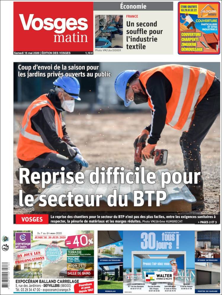 Portada de Vosges Matin (Francia)