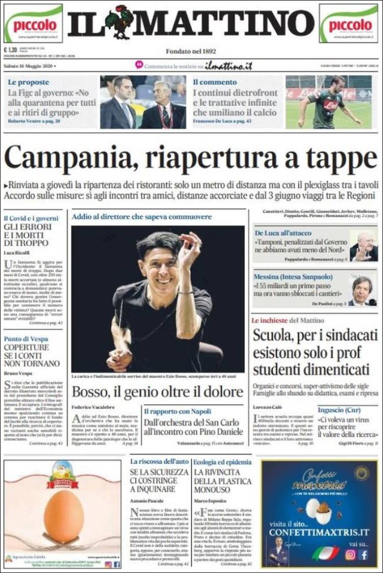 Portada de Il Mattino (Italia)
