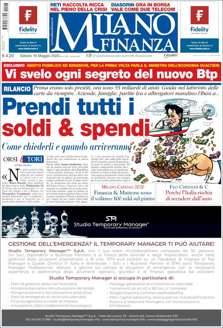 Portada de Milano Finanza (Italia)