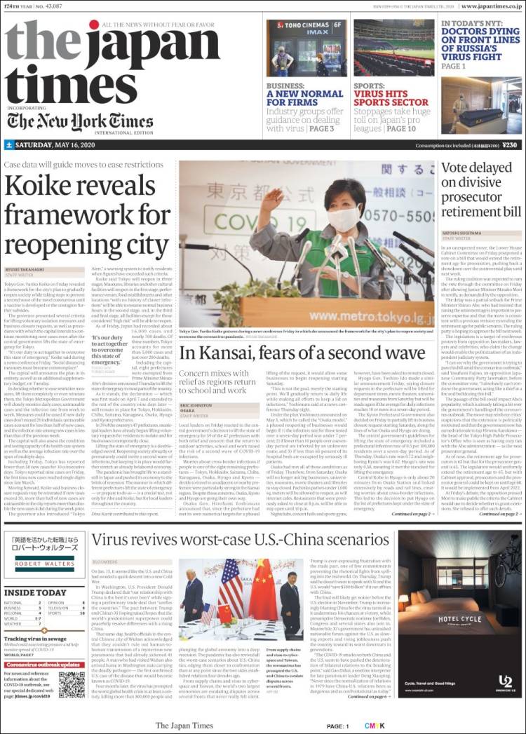 Portada de The Japan Times (Jap&oacute;n)