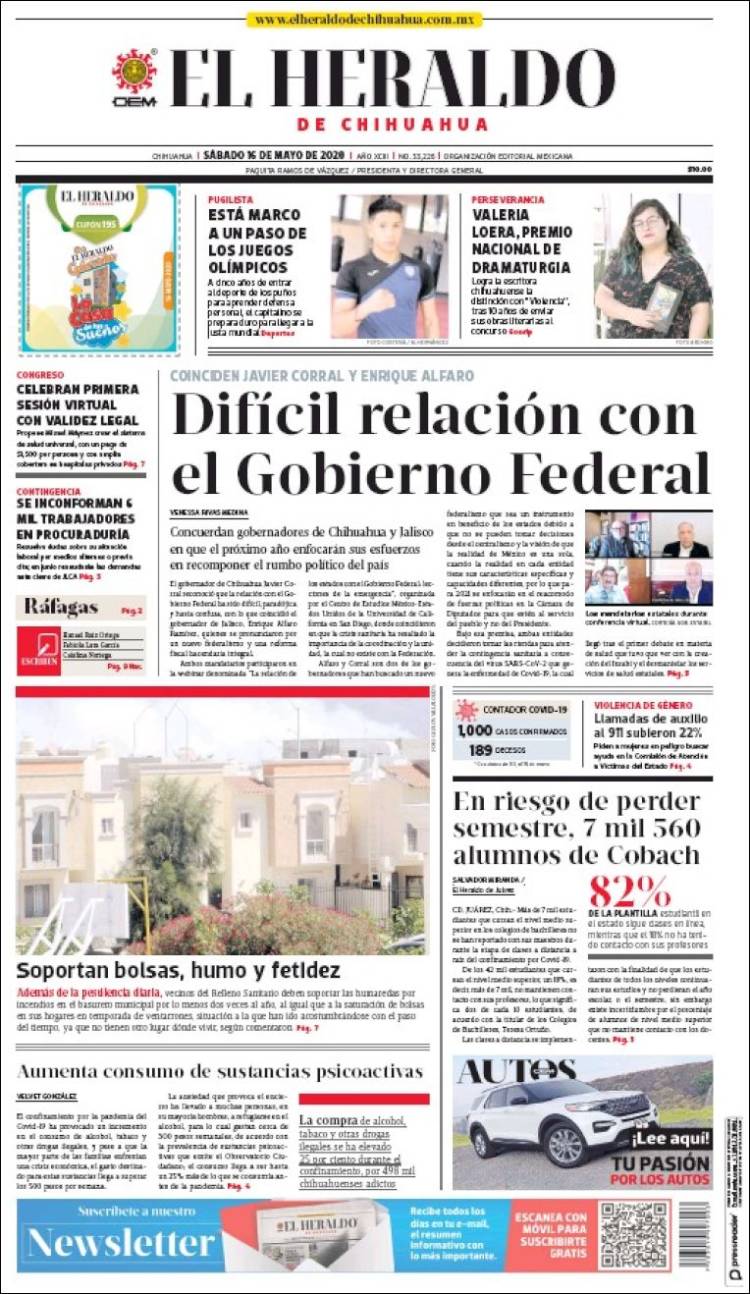 Portada de El Heraldo de Chihuahua (Mexico)