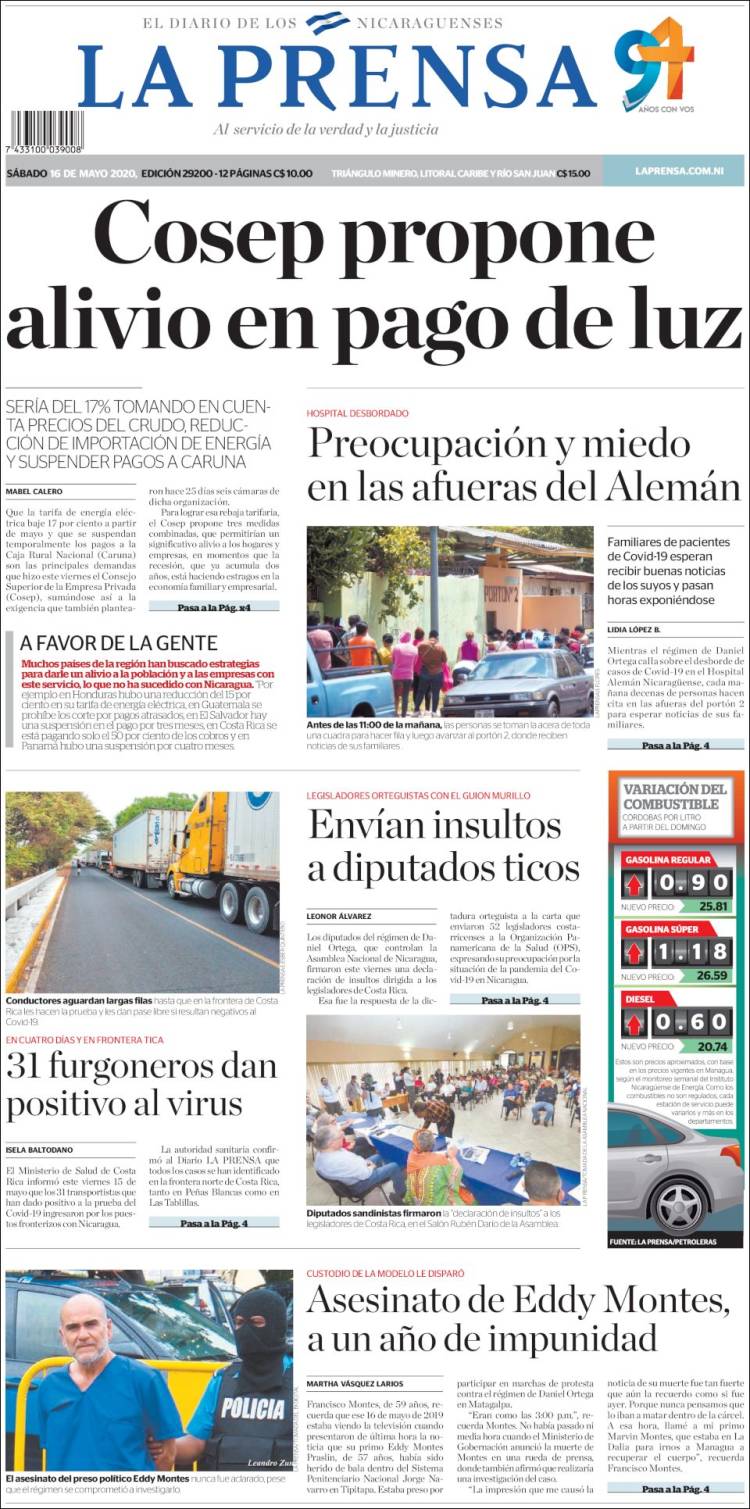 Portada de La Prensa (Nicaragua)