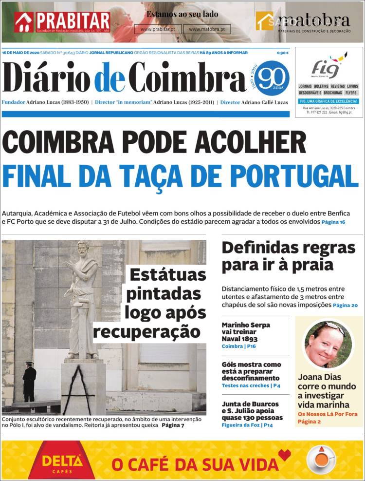 Portada de Diário de Coimbra (Portugal)