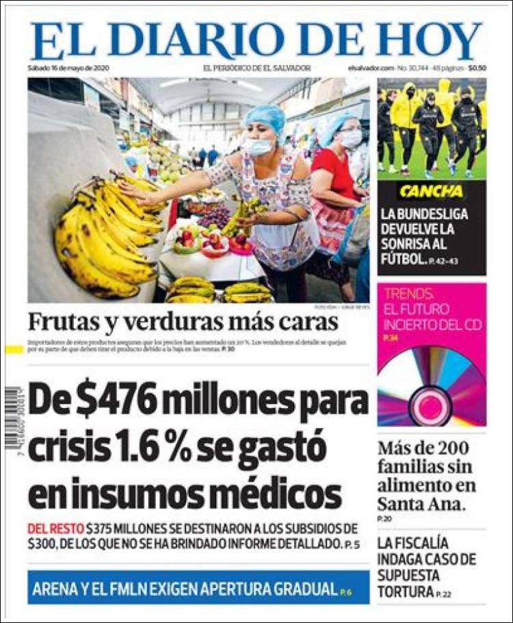Portada de El Diario de Hoy (El Salvador)