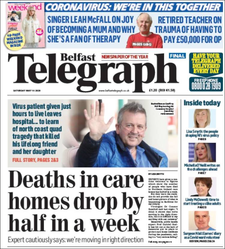Portada de Belfast Telegraph (Reino Unido)