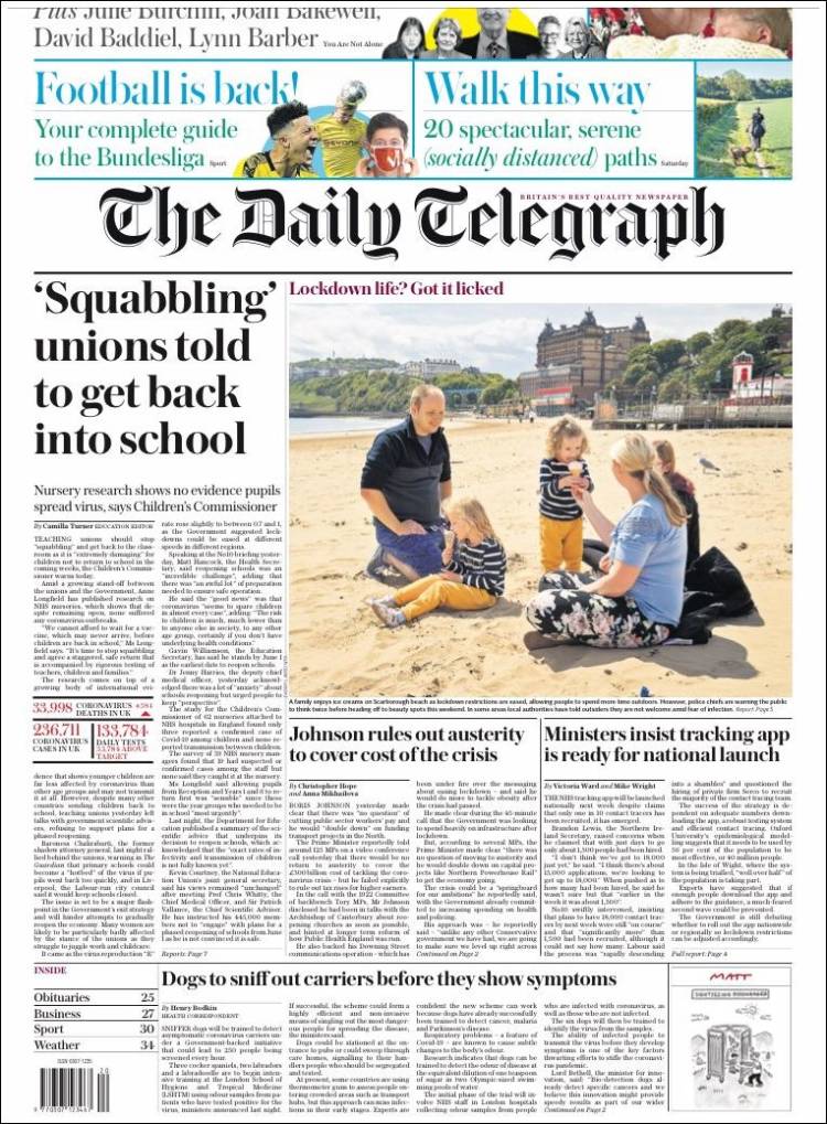 Portada de Daily Telegraph (Reino Unido)