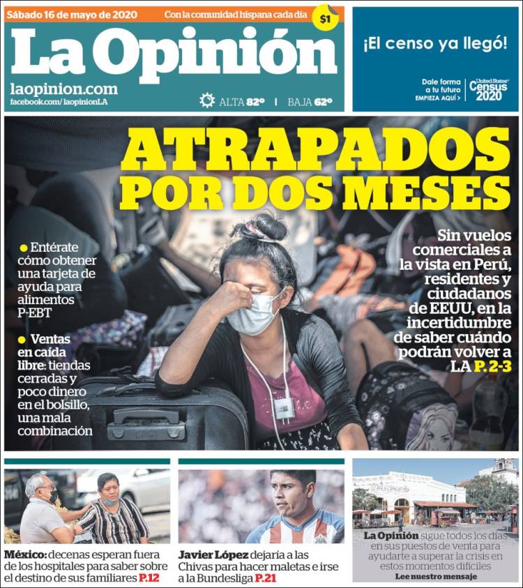 Portada de La Opinión (USA)