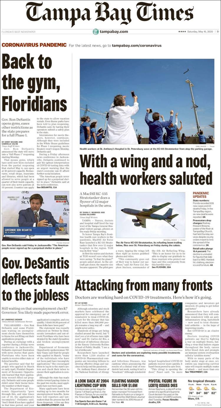 Portada de Tampa Bay Times (USA)