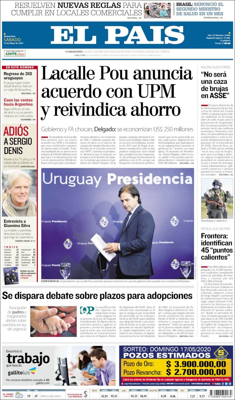 Portada de El País (Uruguay)